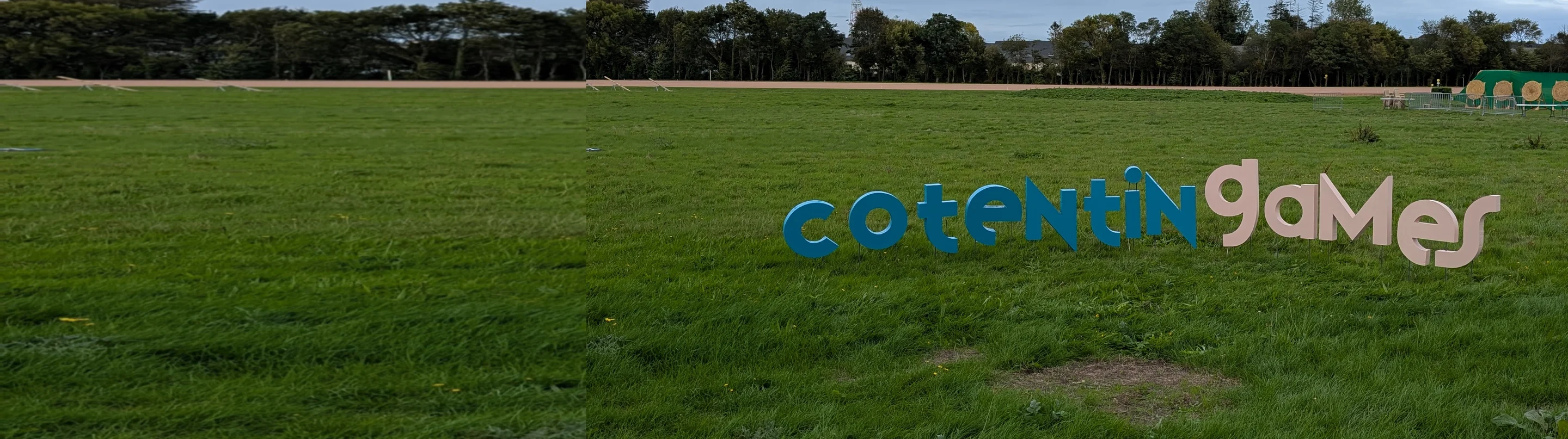 Les lettres géantes Cotentin Games sur le terrain